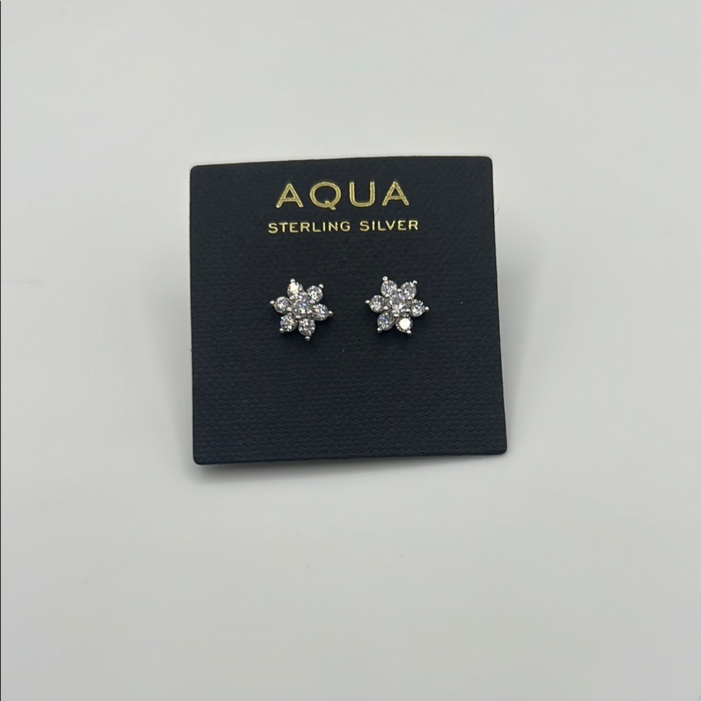 Aqua Sterling Silver Star Earrings